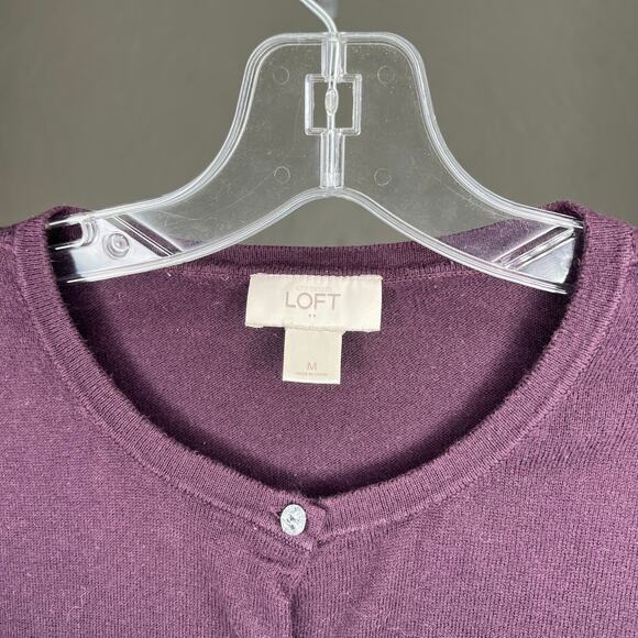 Loft Dark Purple Cardigan - Size Medium - Excellent - Picture 3 of 4